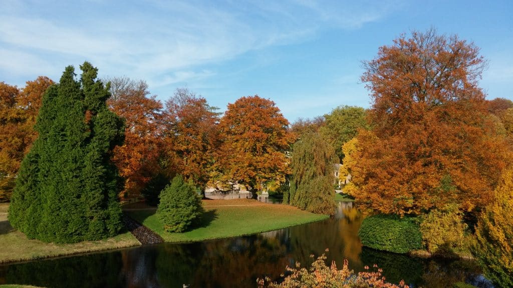 Foto: uitzicht voorzijde gemeentehuis Rozendaal (herfsttinten)